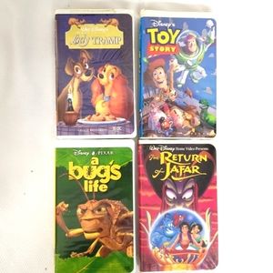 Disney vhs, bugs life, lady and the tramp,  toy story, the return of jafar